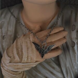 Silver Bat Pendant Necklace
